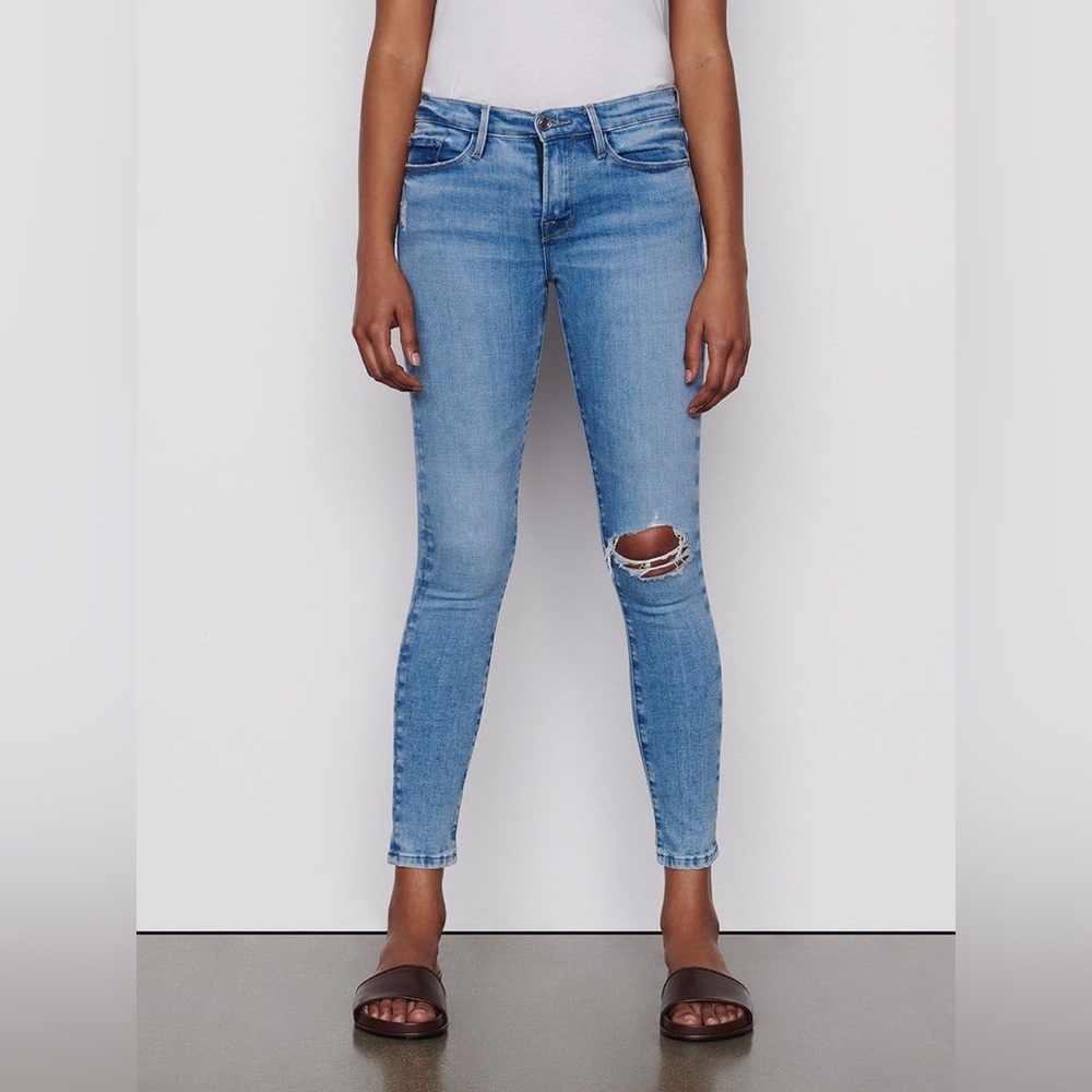 Frame Jeans Le Skinny de Jeanne Degradable in Handcrafted Destruct 30